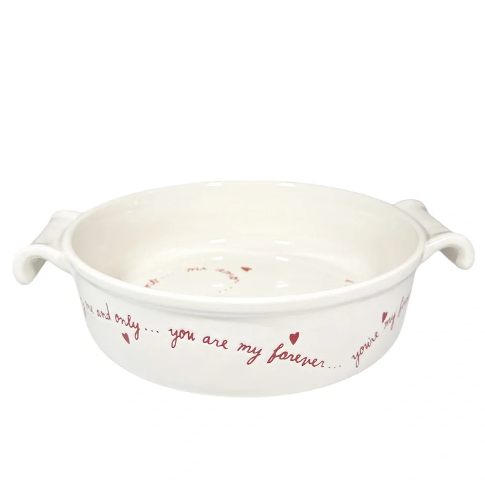 NEW Rae Dunn VALENTINE LOVE NOTES Round Casserole Dish with Handles